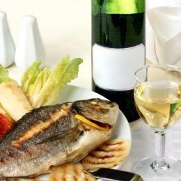 peixe e vinho