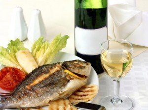 peixe e vinho