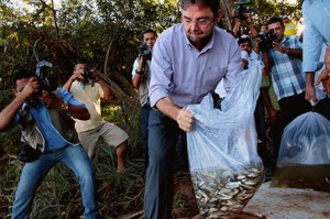 soltando peixes