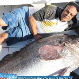 Grupo de amigos fisga peixe de 175 kg e quase 2 m na baía de Guanabara